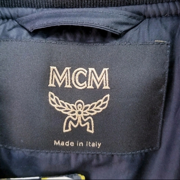 MCM Allover Cubic Monogram Logo Bomber Jacket /Black & Yellow  Mens XXL - Picture 5 of 9